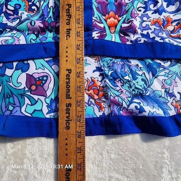 Nicole Miller Sz Large Multicolor Floral Sleeveless High Low Hem Button Back Top - Picture 9 of 11